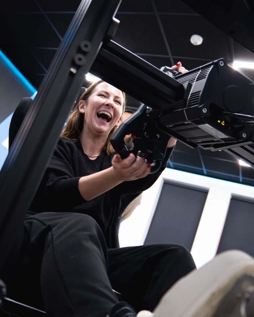 Someone having fun on the motion simulator
