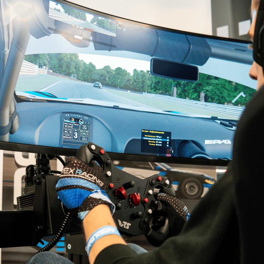 Ultra wide monitor showing an iRacing session